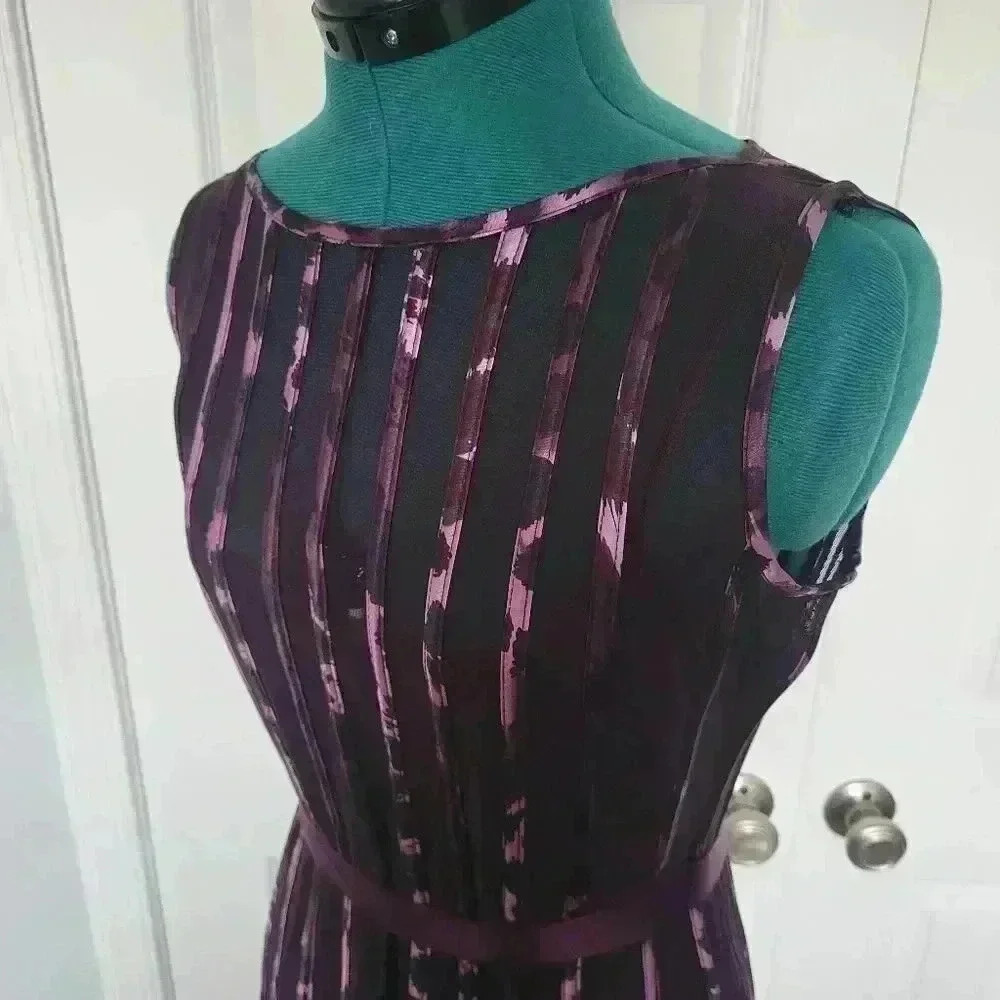 Knee Length Andra Darren Floral Mesh Dress Size 8 Ribbon Waist - Picture 6 of 6